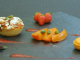 Clafoutis abricots, coulis fraise rhubarbe