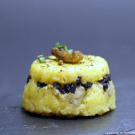 Polenta aux truffes foie gras et cèpes