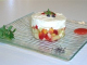 Fruits croquants, crème citron,  coulis exotique