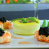 Langoustines poêlées crémeux de petits pois à la verveine