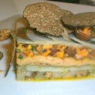 Millefeuille d'artichaut, foie gras, champignons et truffes de Jongieux